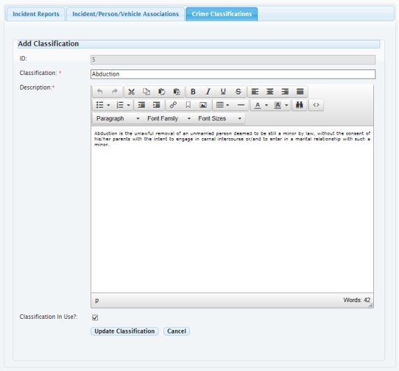 adding, editing and deleting incidents