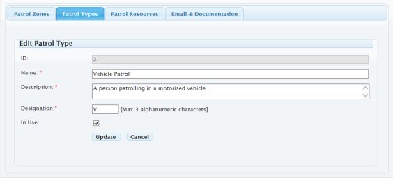 editing a patrol type