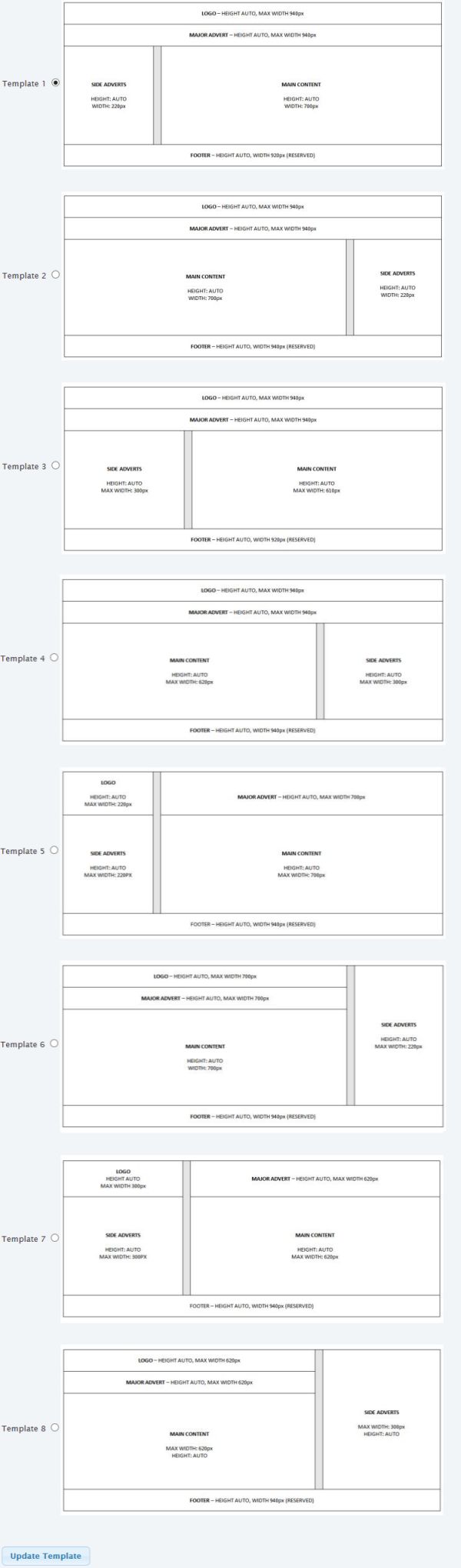 Site template options